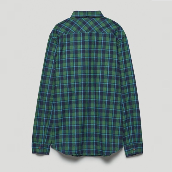 Aritzia TNA Plaid Button-Up in Kenna Total Eclipse / Juniper Green (XS) - Picture 2 of 10